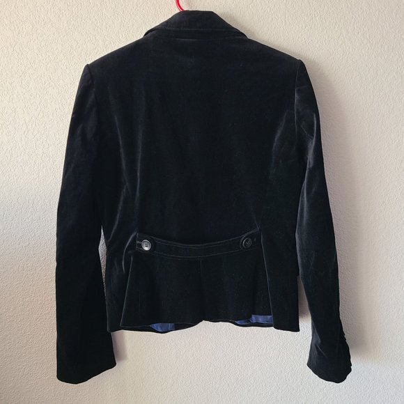 LOFT US Women's Size 8 Velour Black 3 Button Blazer Jacket Holiday Cotton Blend - Picture 4 of 11